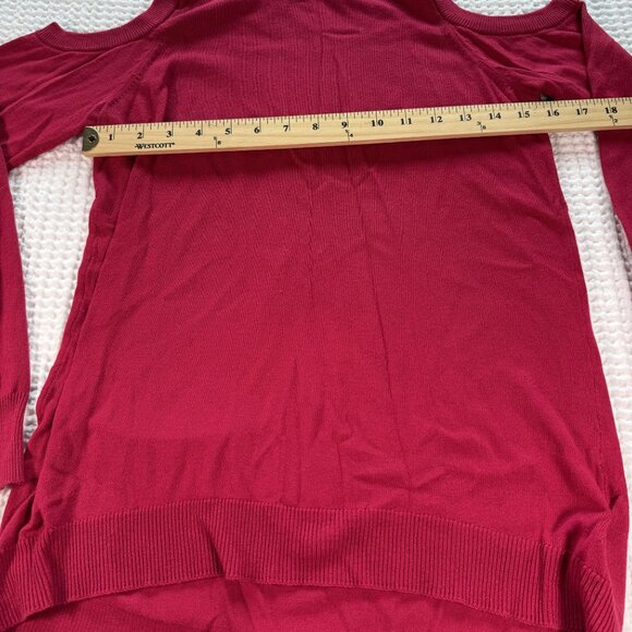 Michael Kors Dark Pink Crew Neck Open Shoulder Long Sleeve Sweater - S - Picture 8 of 10